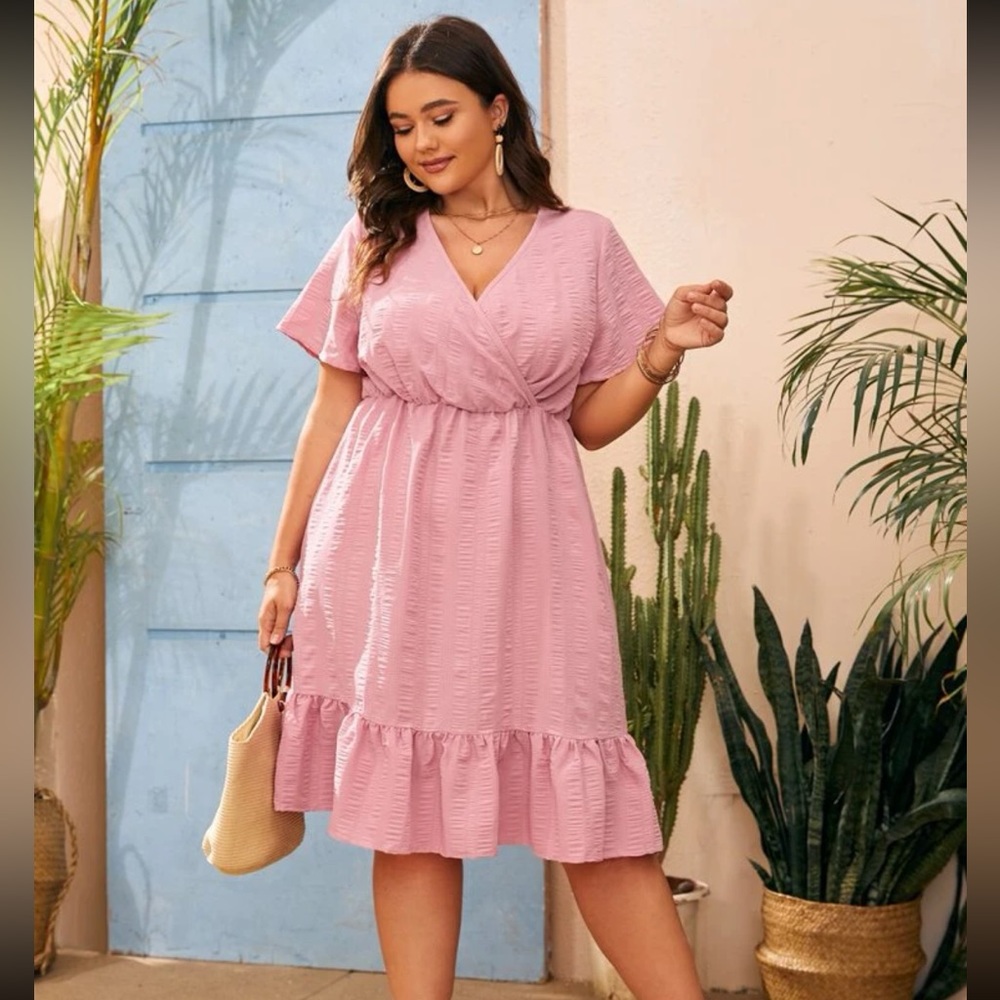 Shein Butterfly Sleeve Ruffle Hem Dress